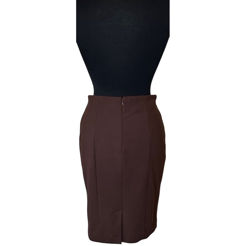 Premise Petite Brand Brown Pencil Skirt Polyester Rayon Blend Women's Size 8P - Picture 2 of 15